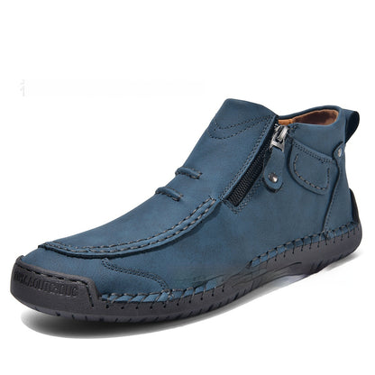 Herren-Flats, Stiefeletten, modisch, lässig, mit seitlichem Reißverschluss, elegante Pendlerschuhe