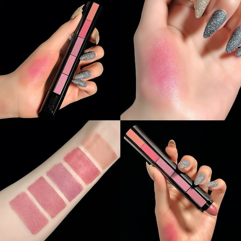 Samtmatter Lippenstift, feuchtigkeitsspendend, farbecht, Fünf-in-Eins-Lippenstift-Kombinationsset