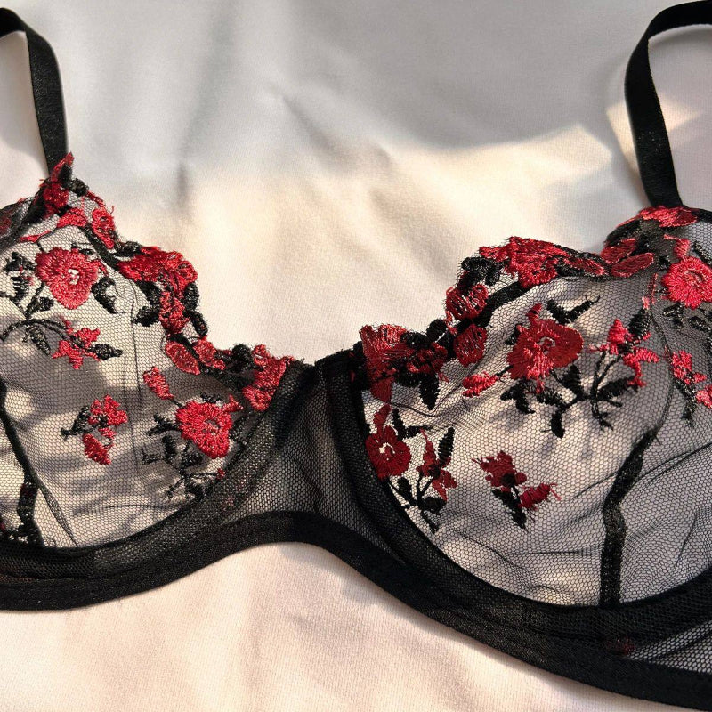 Sexy Dessous-Set aus edler Spitze für Damen, 2-teilig, transparentes Design