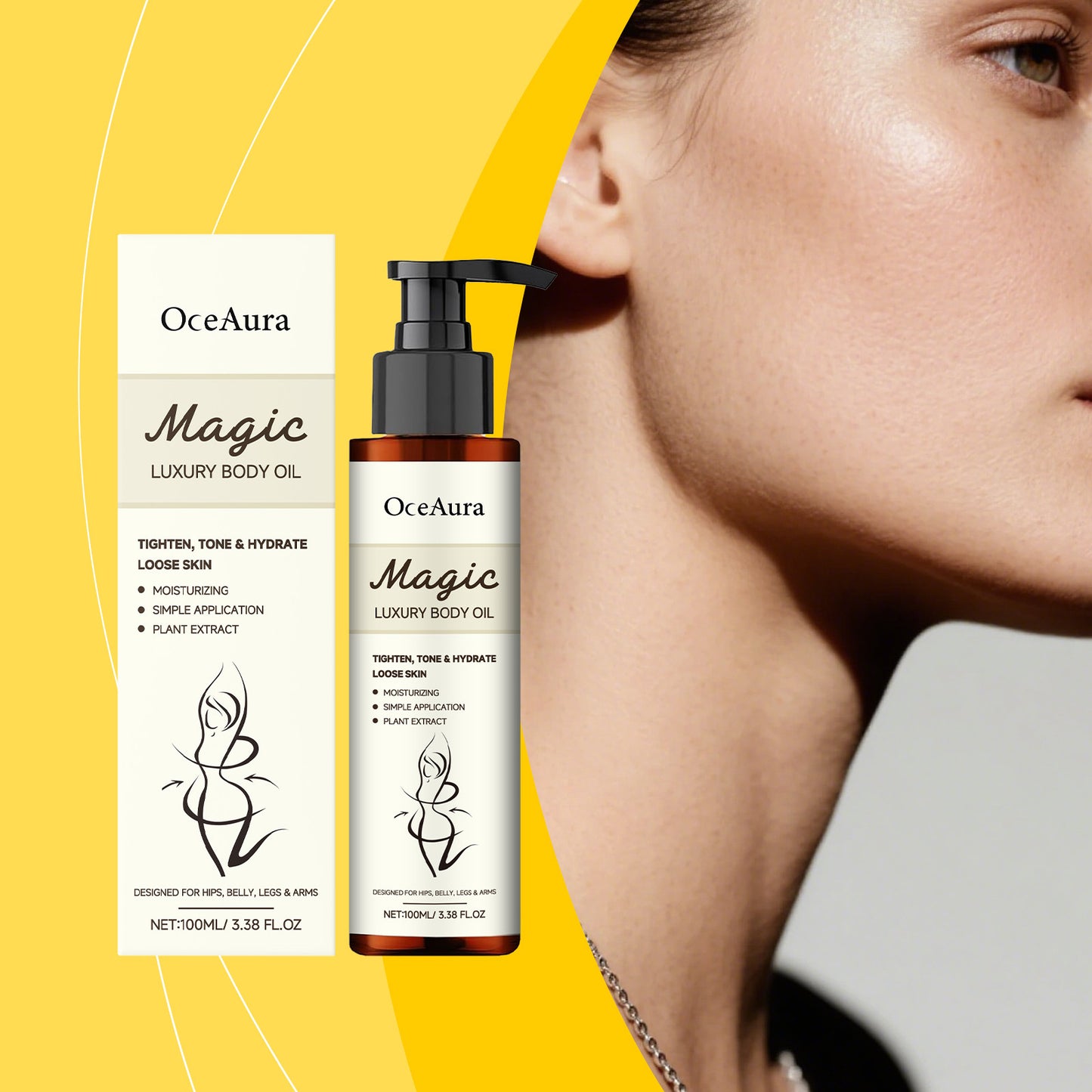 Nährendes Feuchtigkeitsspendendes Körperpflegeöl verbessert die Hautelastizität und pflegt die Haut.