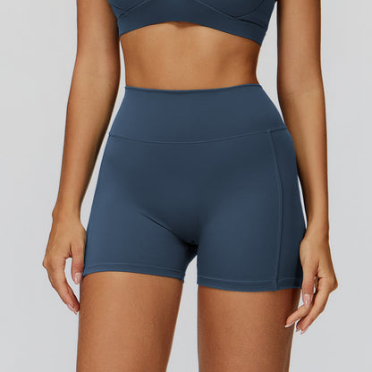Gebürstete Yoga-Shorts, hochgeschnitten, schmal geschnitten, Sport-Shorts