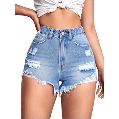 Damen Retro Stretch Skinny Denim Shorts