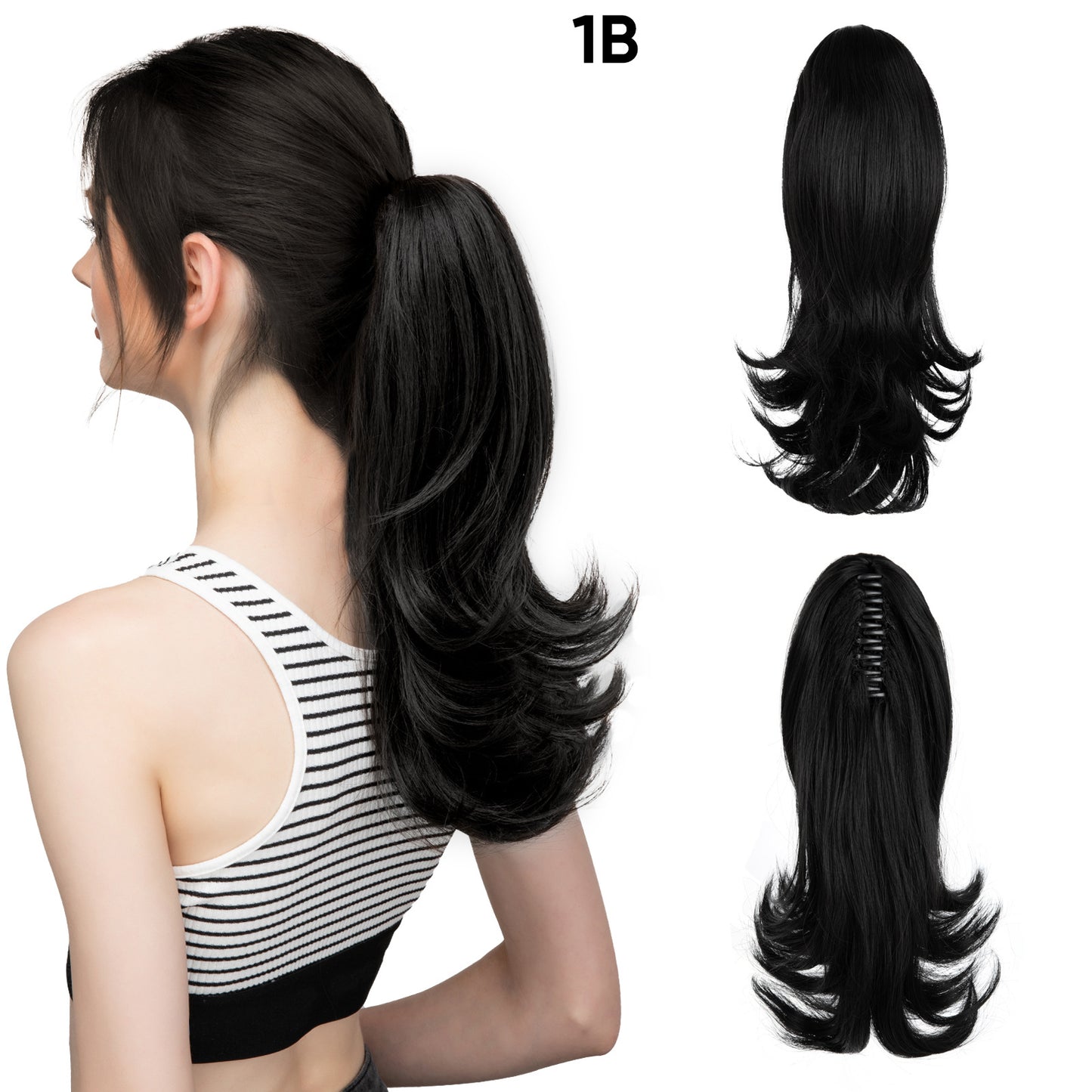 Seidenperücke für Damen, langes Haar, leicht gelockt, kurze Locken