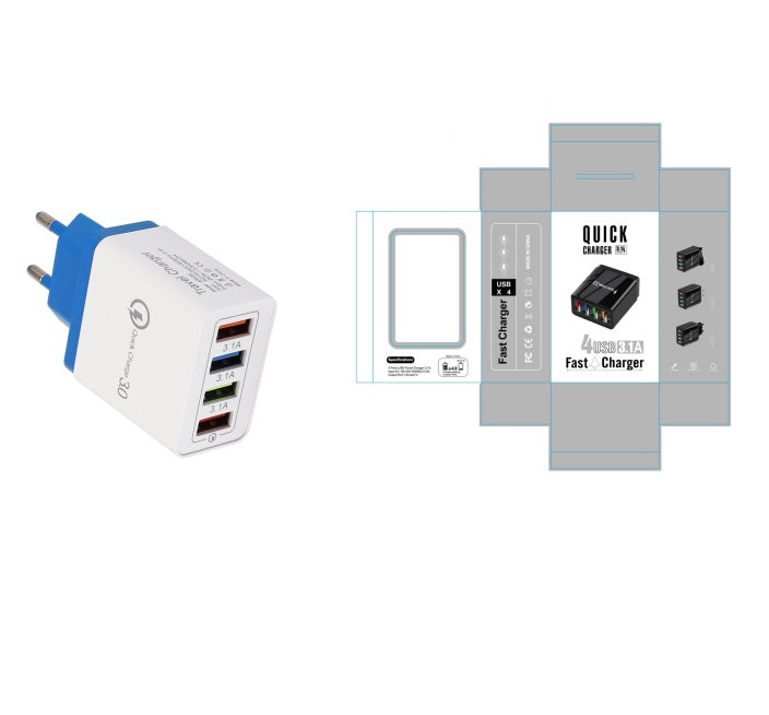 USB-Ladegerät Quick Charge 3.0 4-fach Adapter für Tablets, tragbares Wandladegerät, Schnellladegerät