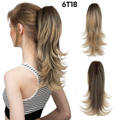 Seidenperücke für Damen, langes Haar, leicht gelockt, kurze Locken