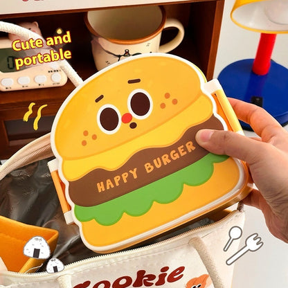 Student Hamburger Lunch Box Salad Fruit With Separate Fresh-keeping Food Box