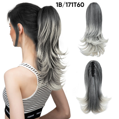 Seidenperücke für Damen, langes Haar, leicht gelockt, kurze Locken