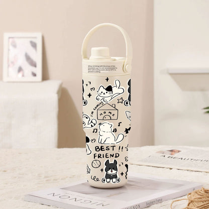 Ceramic Inner Liner Insulated Large Capacity Hand-held Straw Cup