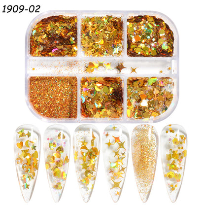 Goldene und silberne unregelmäßige Laser-Nagelglitzer-Pailletten