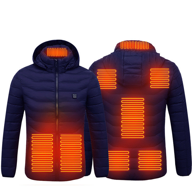 Beheizbare Winterjacke, USB-Elektro-Baumwollmantel mit Reißverschluss, Heizweste für Herren