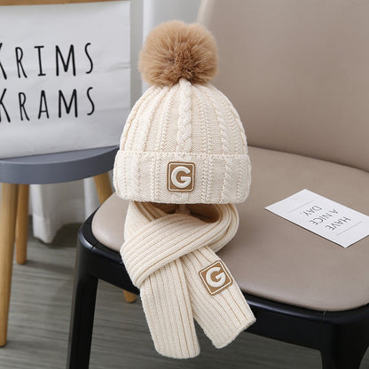 Zweiteiliges Kinder-Set aus Mütze und Schal, gestrickt, fleecegefüttert, für Jungen