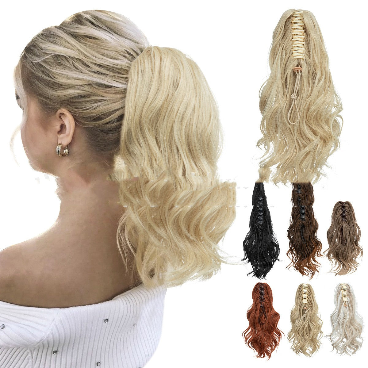 Birnenförmiger Haarknoten, hoher Pferdeschwanz aus Kunstfasern