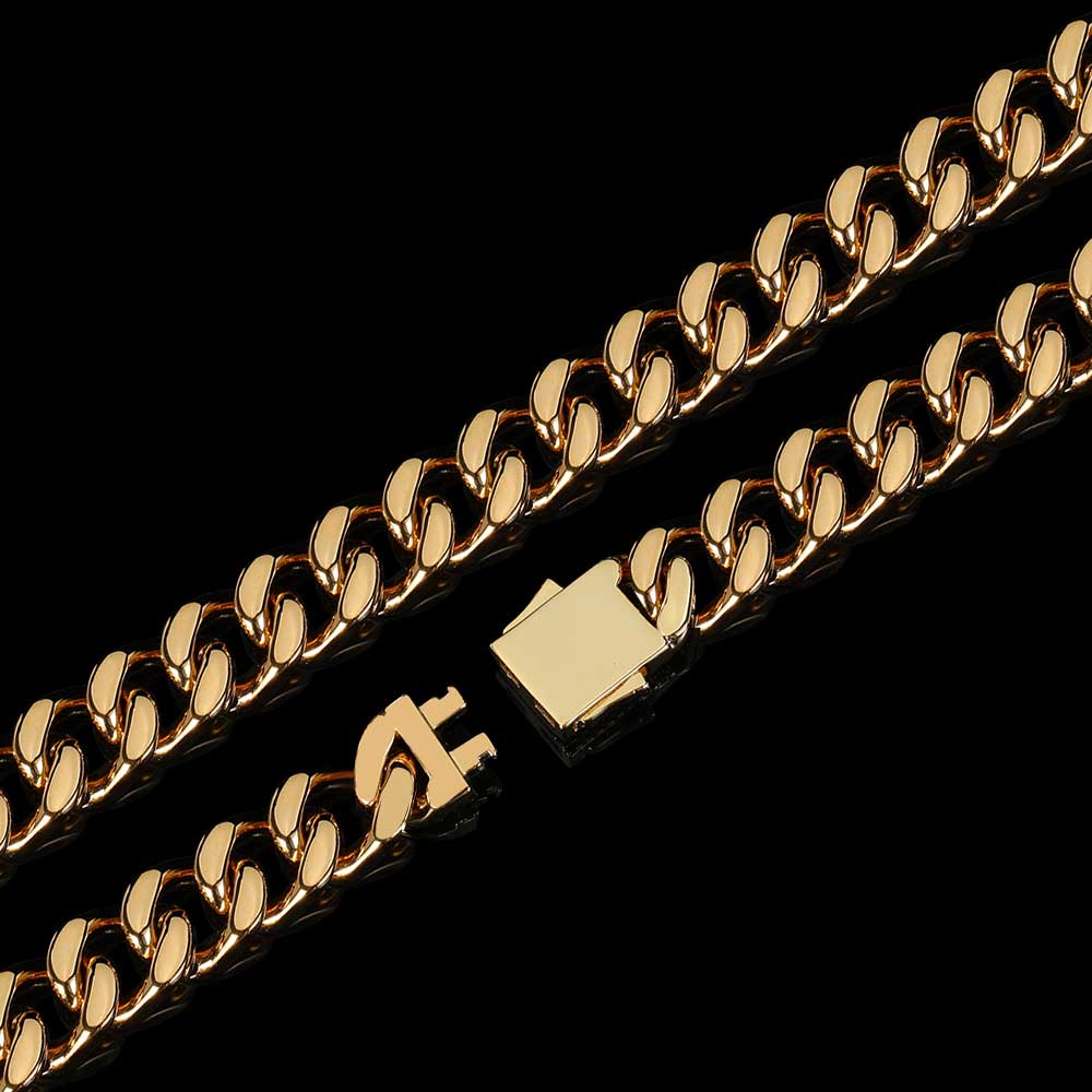 Stainless Steel Cuban Chain Hip Hop Bracelet Diamond Spring Buckle Four Sides Grinding