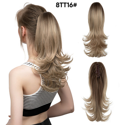 Seidenperücke für Damen, langes Haar, leicht gelockt, kurze Locken