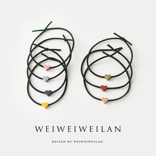 Simple All-match Rubber Band Colored Loving Heart Hair Rope