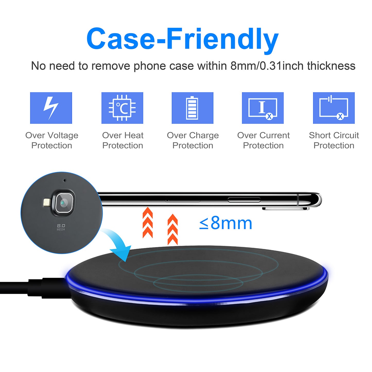 1Pc Wireless Charger Qi-Certified Ultra-Slim 5W Charging Pad For IOS Phone XS MAX XR XS X 8 8 Plus Galaxy S10 S9 S8 S7