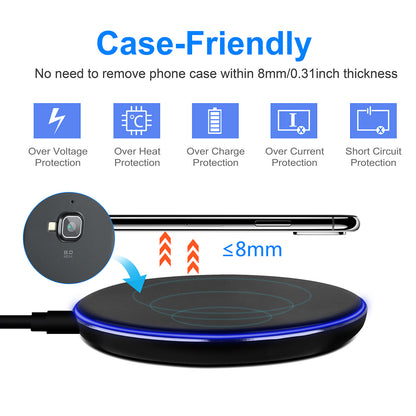 1Pc Wireless Charger Qi-Certified Ultra-Slim 5W Charging Pad For IOS Phone XS MAX XR XS X 8 8 Plus Galaxy S10 S9 S8 S7