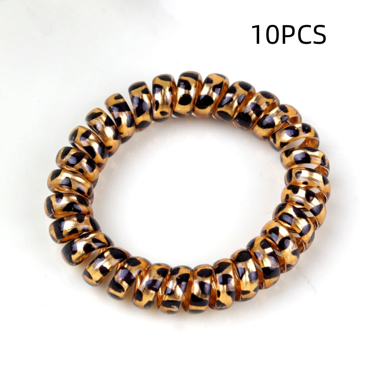 Plastic Leopard Print Phone Line Hair Ring Hair Rope