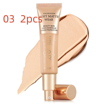 Langanhaltende Concealer-Foundation für ölige Haut, die sich nicht in Fältchen absetzt.