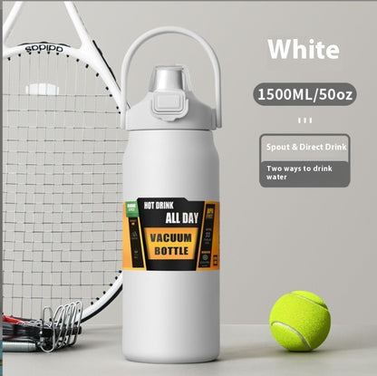 Großer, doppelwandiger Isolierbecher aus Edelstahl 304 mit Trinkhalm