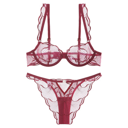 French Ultra-thin Pure And Seductive Embroidered Lace Lingerie Set