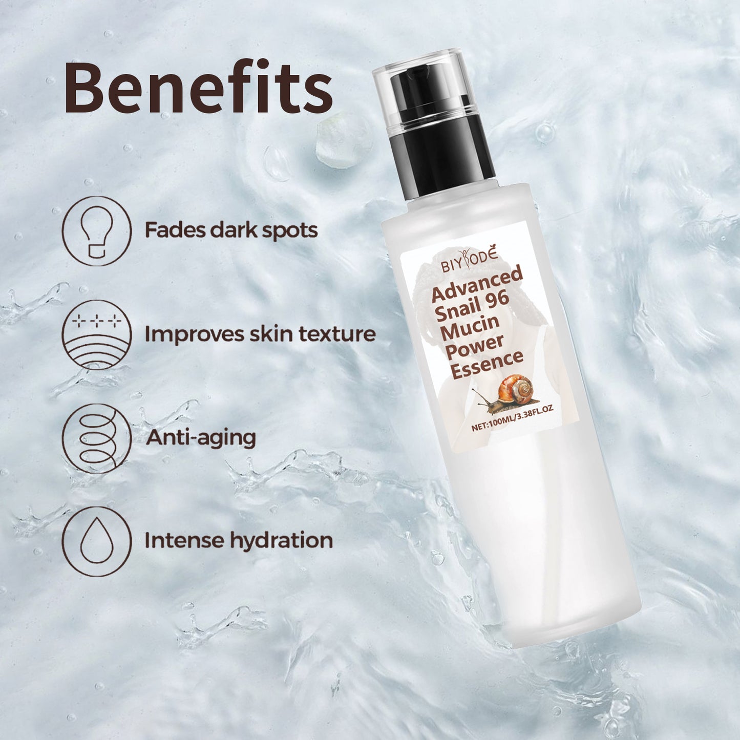 Bio-Schneckenschleim-Gesichtsserum (Eigenmarke) – Tiefenwirksame Feuchtigkeitspflege, Aufhellung, Hautregeneration und Vitamin C 