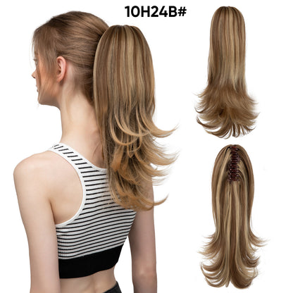 Seidenperücke für Damen, langes Haar, leicht gelockt, kurze Locken