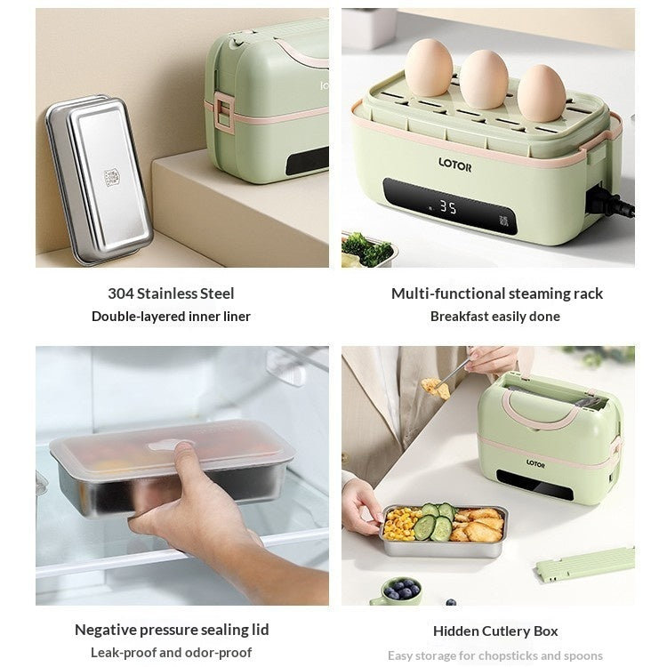 Multi-functional Double-layer Automatic Electric Heating Lunch Box For Office And School