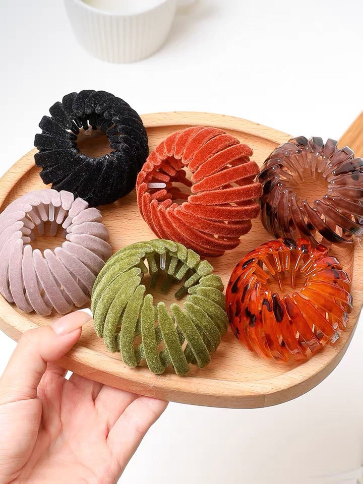 Velvet Bird's Nest Hairpin Lazy Hair Band For Bun Haircut Hair Band Girl's High Ponytail Barrettes