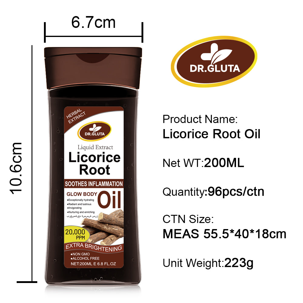 Süßholzwurzelöl, Kräuterextrakt, flüssiger Extrakt, aufhellendes Körperöl, extra aufhellende Hautpflege, 200 ml 