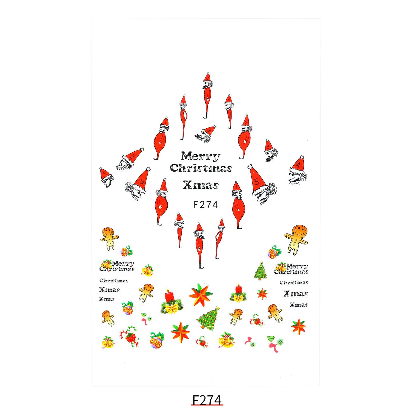 Neuer Nagelaufkleber Weihnachtsmann Aufkleber Riemen Klebstoff