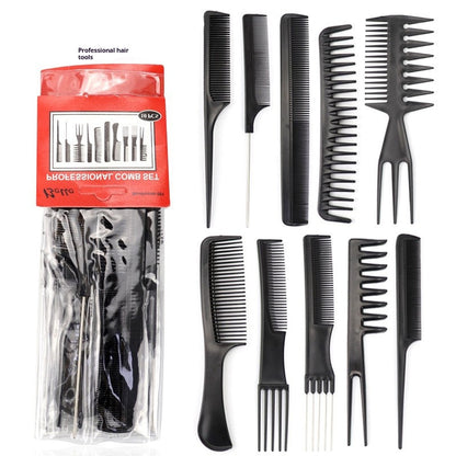10-piece Set Hairdressing Comb Suit Barber Shop Styling Comb Makeup Comb For Hair Salon