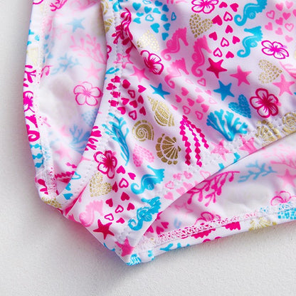 Zweiteiliger Badeanzug aus goldfolienbeschichtetem Nylon für ältere Kinder