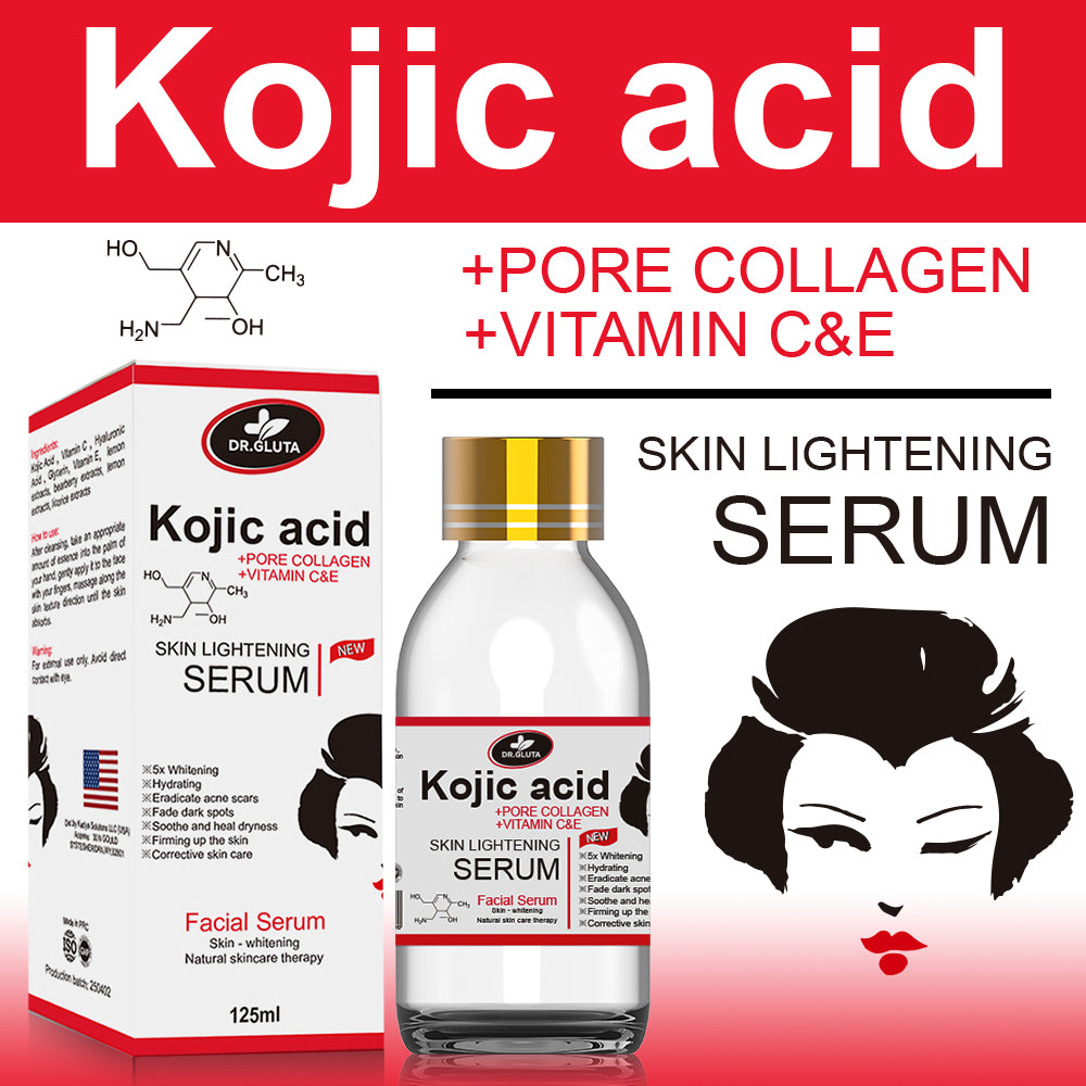 Kojisäure-Serum zur Hautaufhellung. Enthält Kojisäure. Für ungleichmäßigen Hautton und fahle Haut. Natürliches Hautpflege-Gesichtsserum. 