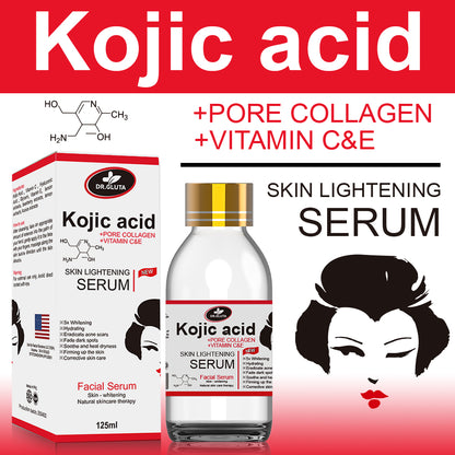 Kojisäure-Serum zur Hautaufhellung. Enthält Kojisäure. Für ungleichmäßigen Hautton und fahle Haut. Natürliches Hautpflege-Gesichtsserum. 