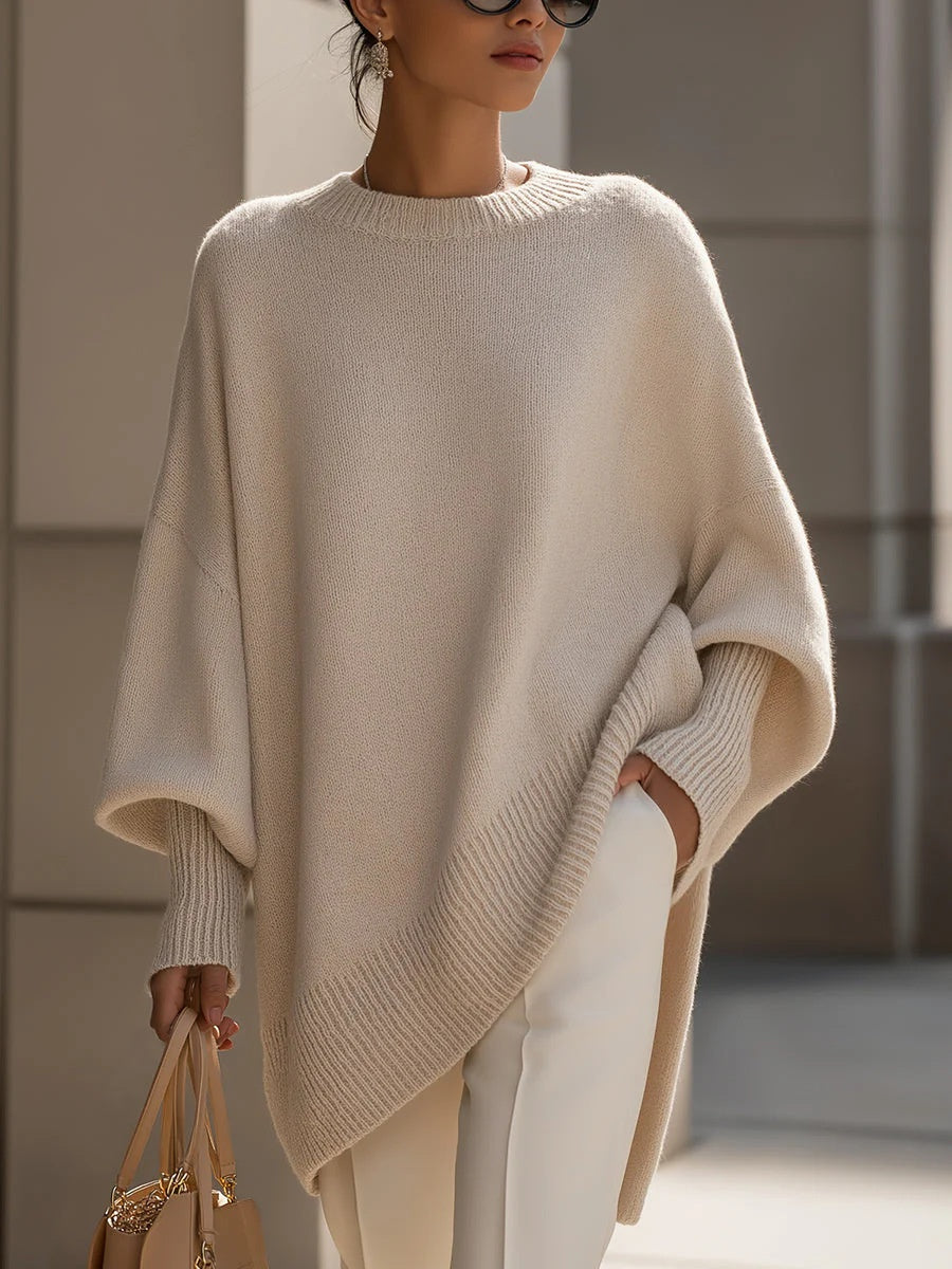 Dicker, lockerer Damen-Strickpullover mit Rundhalsausschnitt, vielseitig kombinierbar