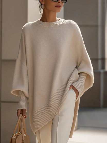 Dicker, lockerer Damen-Strickpullover mit Rundhalsausschnitt, vielseitig kombinierbar