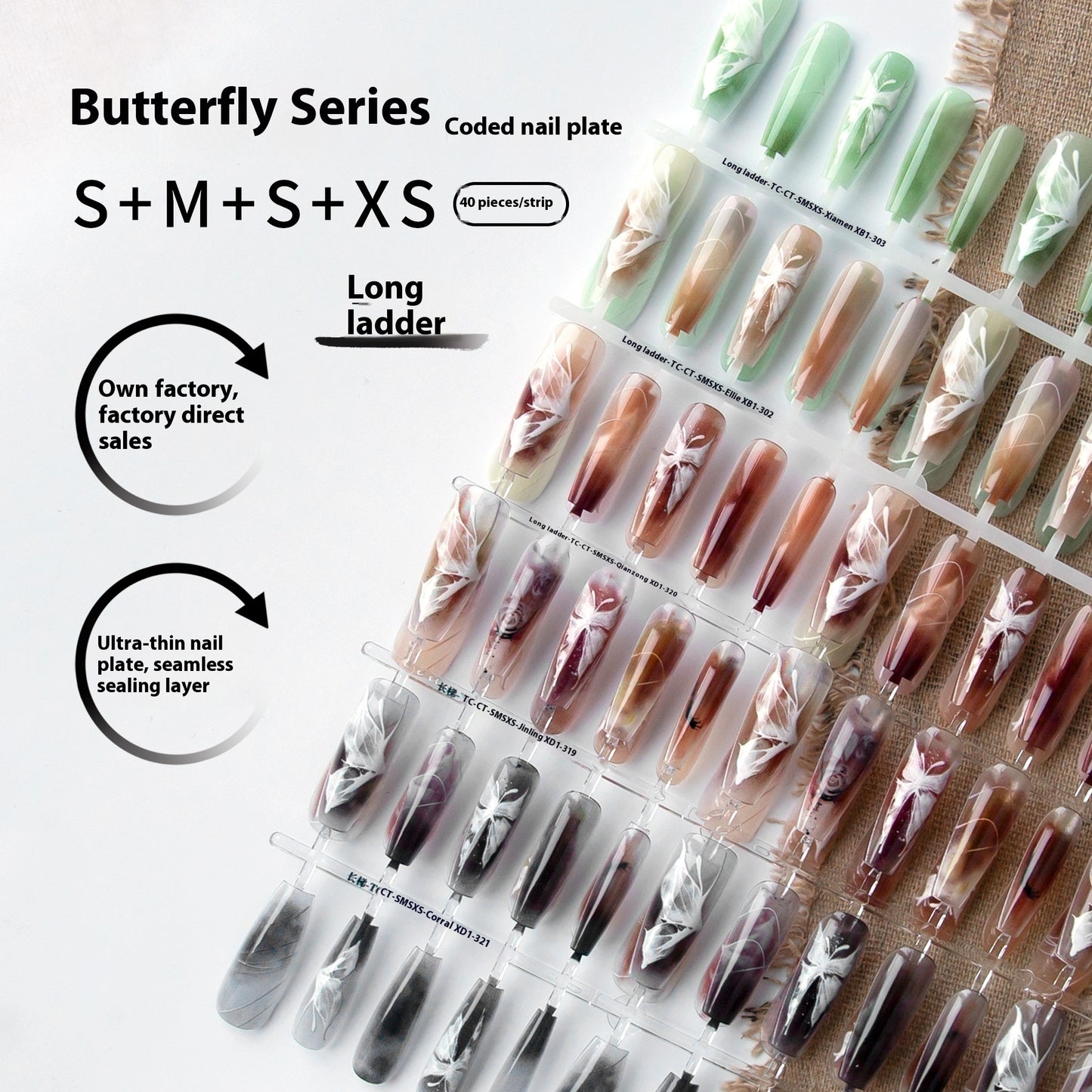 Neue chinesische Schmetterlings-Nagelkunst mit plattierter Kristallversiegelungsschicht