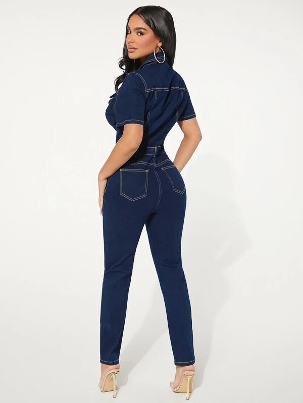 Fashion Skinny Denim Jumpsuit Women's Jeans