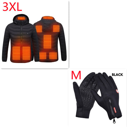 Beheizbare Winterjacke, USB-Elektro-Baumwollmantel mit Reißverschluss, Heizweste für Herren