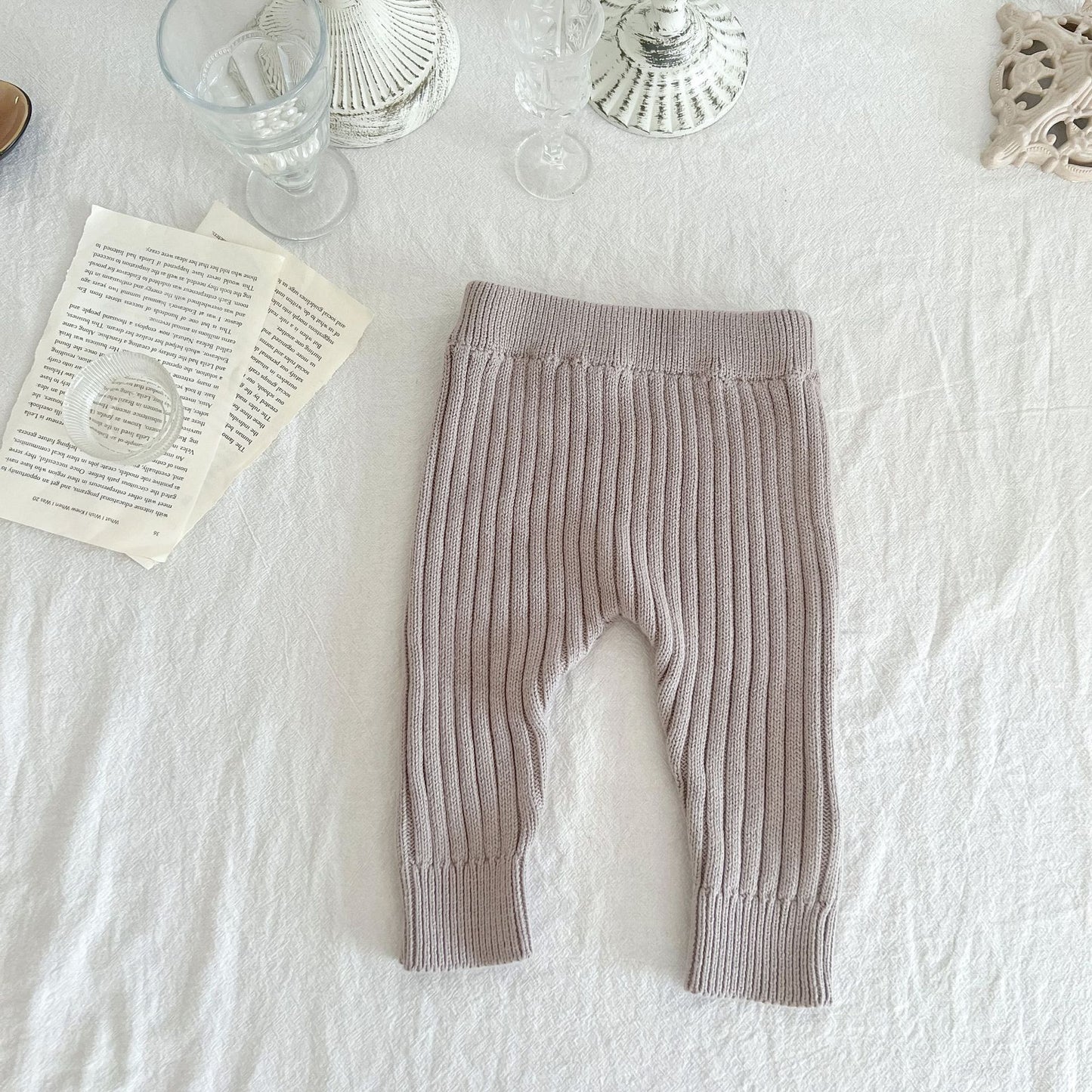 Kinderbekleidung Baby-Leggings aus gestrickter Baumwolle und Wolle mit elastischem Bund