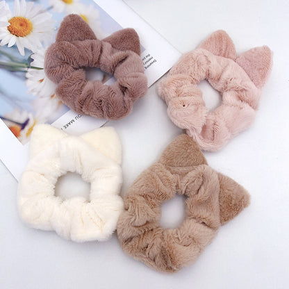 Plush Simple Cat Ears Large Intestine Hair Ring
