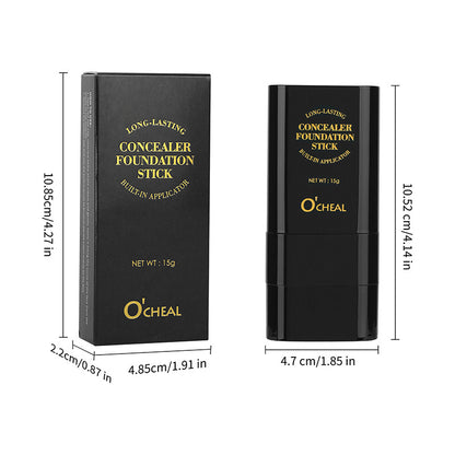 Make-up-Concealer, wischfestes Make-up, flüssige Foundation, Puderquaste, Pinsel, feste Foundation-Creme, 2-in-1-Produkt (Englische Version)