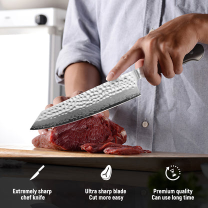 8,5 Zoll Kiritsuke-Messer, professionelles Kochmesser aus VG10-Damaststahl mit gehämmertem Griff, ultrascharfes Küchenmesser mit Ebenholzgriff und Geschenkbox