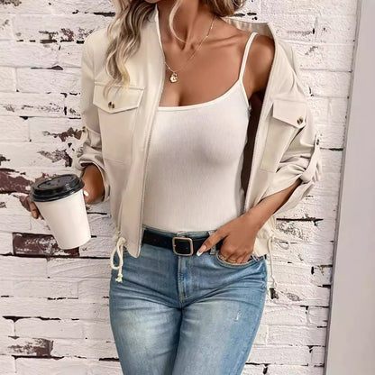 Damenmantel mit langen Ärmeln, einfarbig