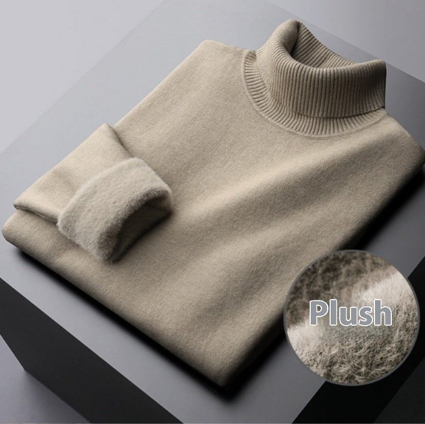 Fleece-Rollkragenpullover, warm, elegant, dick gestrickt, Damenbekleidung