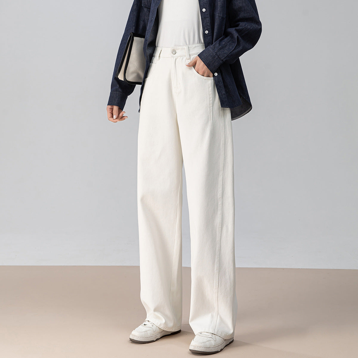 High-waisted Curved Sickle Pants Wide-leg Pants Autumn New