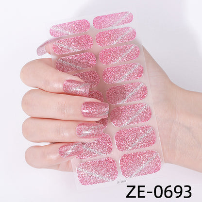 New Onion Powder Cat Eye Nail Applique 16 Finger Nail Sticker
