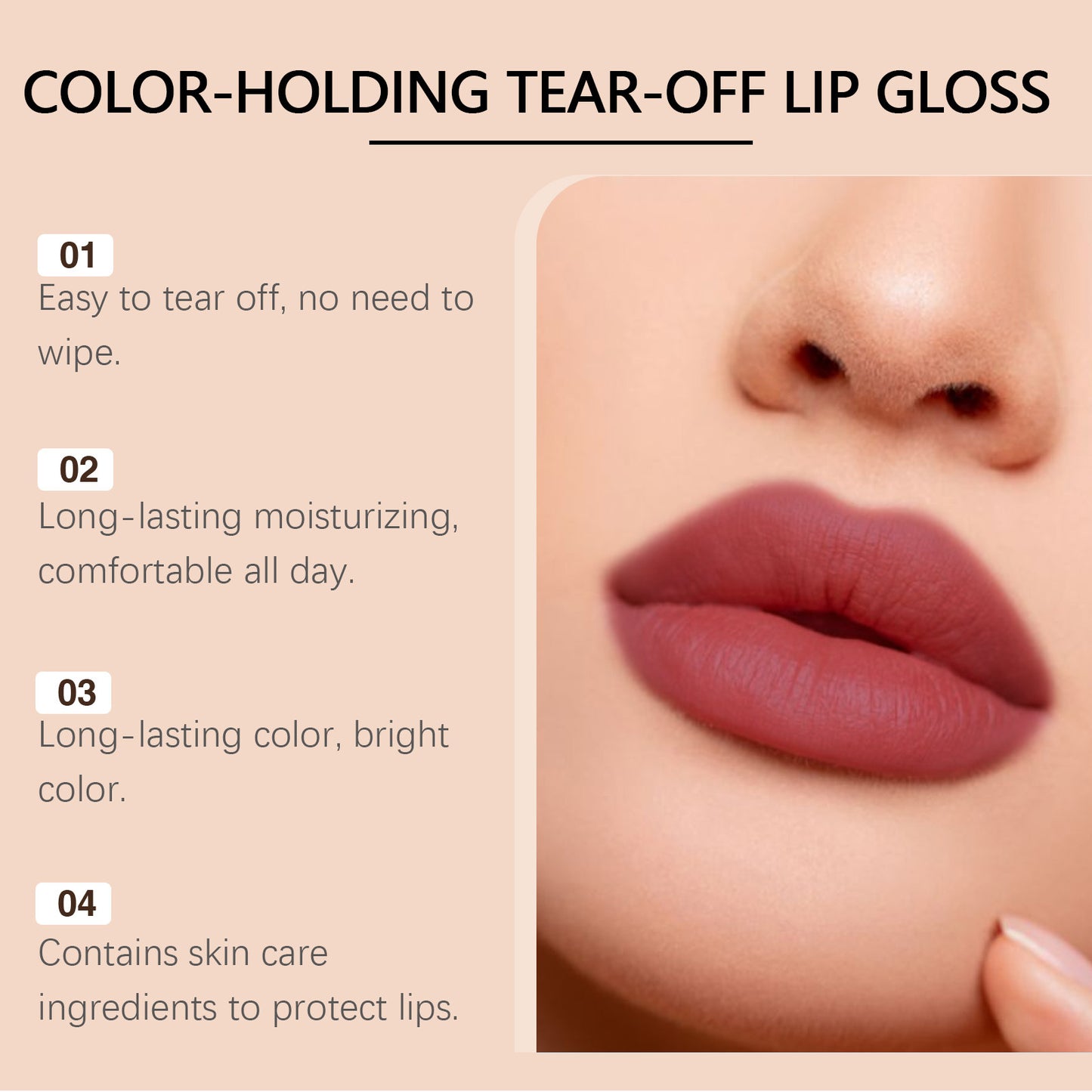 Farbbeständiger, abziehbarer Lipgloss, feuchtigkeitsspendend, hinterlässt keine Flecken auf Tassen