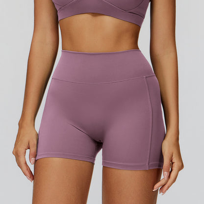 Gebürstete Yoga-Shorts, hochgeschnitten, schmal geschnitten, Sport-Shorts